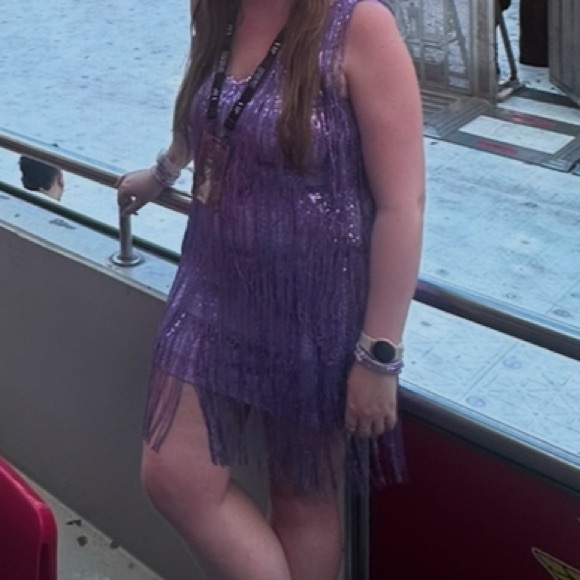 Lavender Fringe Sequin Dress - Picture 2 of 2